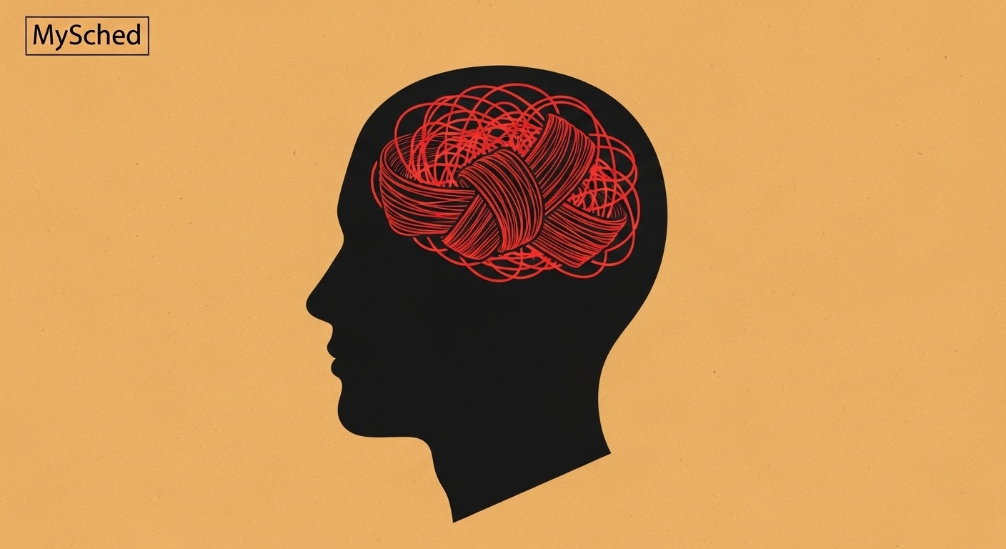 A person surrounded by message bubbles and task icons